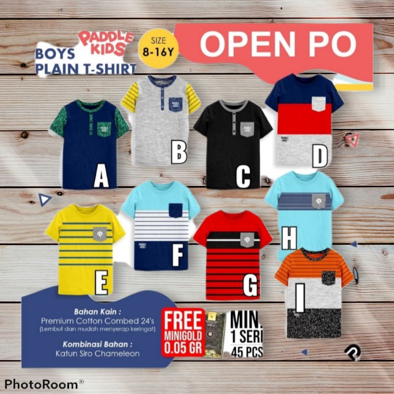 PB02 PADDLEKIDS เสื้อยืดเด็กแบรนด์จูเนียร์ขนาด 8-16 Y