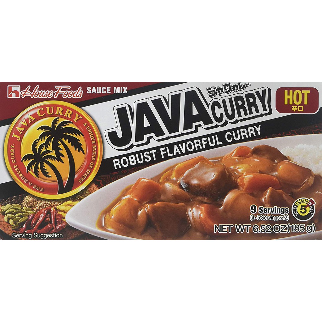 แกงกะหรี่ก้อนรสเผ็ดมาก จาวาเคอร์รีฮอต ตราเฮ้าส์ 185 กรัม [JAVA Curry Hot  : HOUSE]