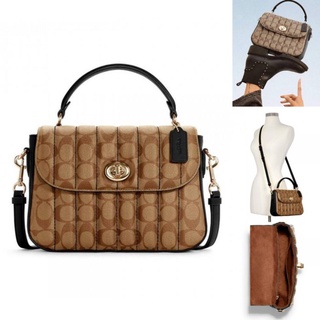 COACH MARLIE TOP HANDLE SATCHEL IN SIGNATURE CANVAS WITH QUILTING