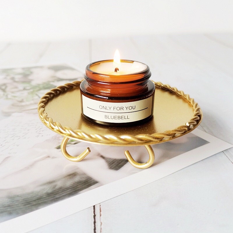 DT80-42 ถาดเชิงเทียนแต่งลูกไม้สีทอง [8] M9-1