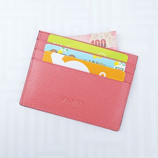 Vavia Card Holder หนังวัวแท้ สี coral pink  มีช่องใส่บัตร 7 ช่อง