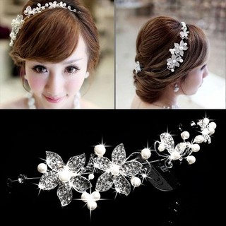 Crystal New Beauty Pearl Flower Party Bridal ที่คาดผม ส่วนลด100 บาท โค้ด