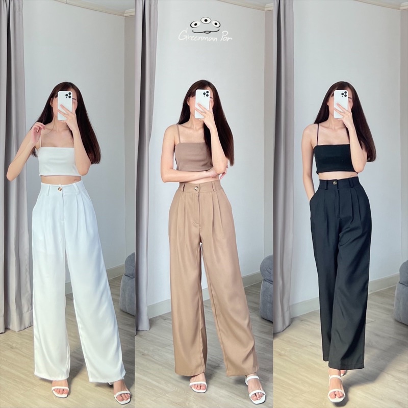 โปรสุดคุ้ม 1 บาท สำหรับลูกค้าใหม่ กางเกงขายาวเอวสูง รุ่นกระดุม #1