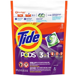 Tide Pods Spring Meadow 42 Count เจลบอลซักผ้าTide PODS (อันดับ 1 ใน USA) สูตร 3in1 Laundry Detergent Pacs กลิ่น Spring M