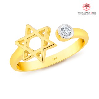 [ผ่อน 0% 10 เดือน] OJ GOLD แหวนเพชรแท้ ทองแท้ น้ำ 100 มีใบรับประกัน ส่งฟรี kerry STAR OF DAVID