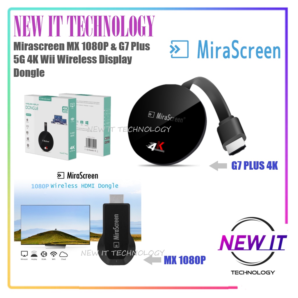 Mirascreen MX 1080P&G7 Plus&G9 Plus 5G wifi จอแสดงผลไร้สาย dongle 4K TV stick Airplay Miracast strea