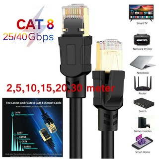 RJ45 CAT8 Network Ethernet Cable 15 เมตร 40Gbps SSPT Gigabit LAN Patch Cord