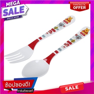 ชุดช้อนส้อมเมลามีนเล็ก FLOWERWARE POOH WOODLAND 2ชิ้น/ชุด อุปกรณ์ทานอาหาร MELAMINE SMALL CUTLERY SET FLOWERWARE POOH WOO