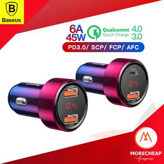 🔥ถูก/แท้🔥Baseus ที่ชาร์จในรถ 45W 6A Quick Charge QC4.0 และ PD3.0 Car Charger ที่ชาร์จ ในรถ