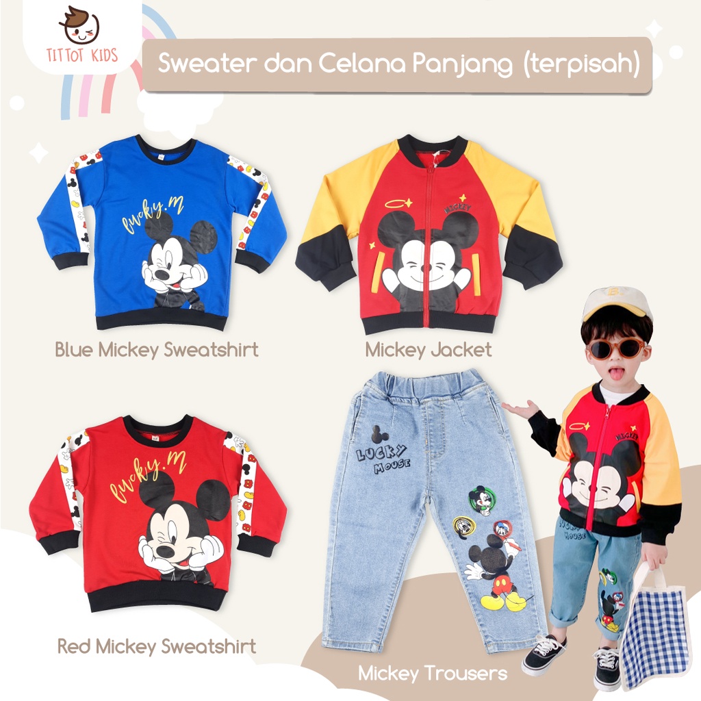 Mikey Kids เสื้อแจ็คเก็ตสเวตเตอร์ กางเกง Mikey Mini Clothes
