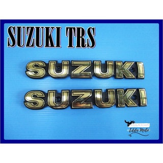 SUZUKI TRS FUEL TANK EMBLEM LH&amp;RH "GOLD" // สัญลักษณ์ข้อความ SUZUKI ข้างถังน้ำมันซ้าย-ขวา สีทอง สูง 3 ซม.. ยาว 19 ซม.