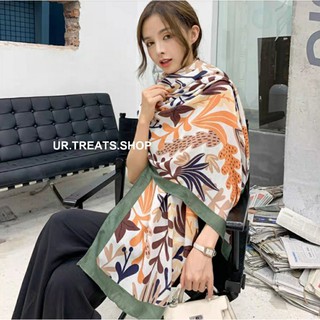 UR TREATS Coral Tone Scarf ผ้าคลุมไหล่ผืนใหญ่ ลายเรียบหรู สีโทนส้มcoral ผ้าคลุมไหล่ผ้าพันคอพิมพ์ลาย พร้อมส่ง