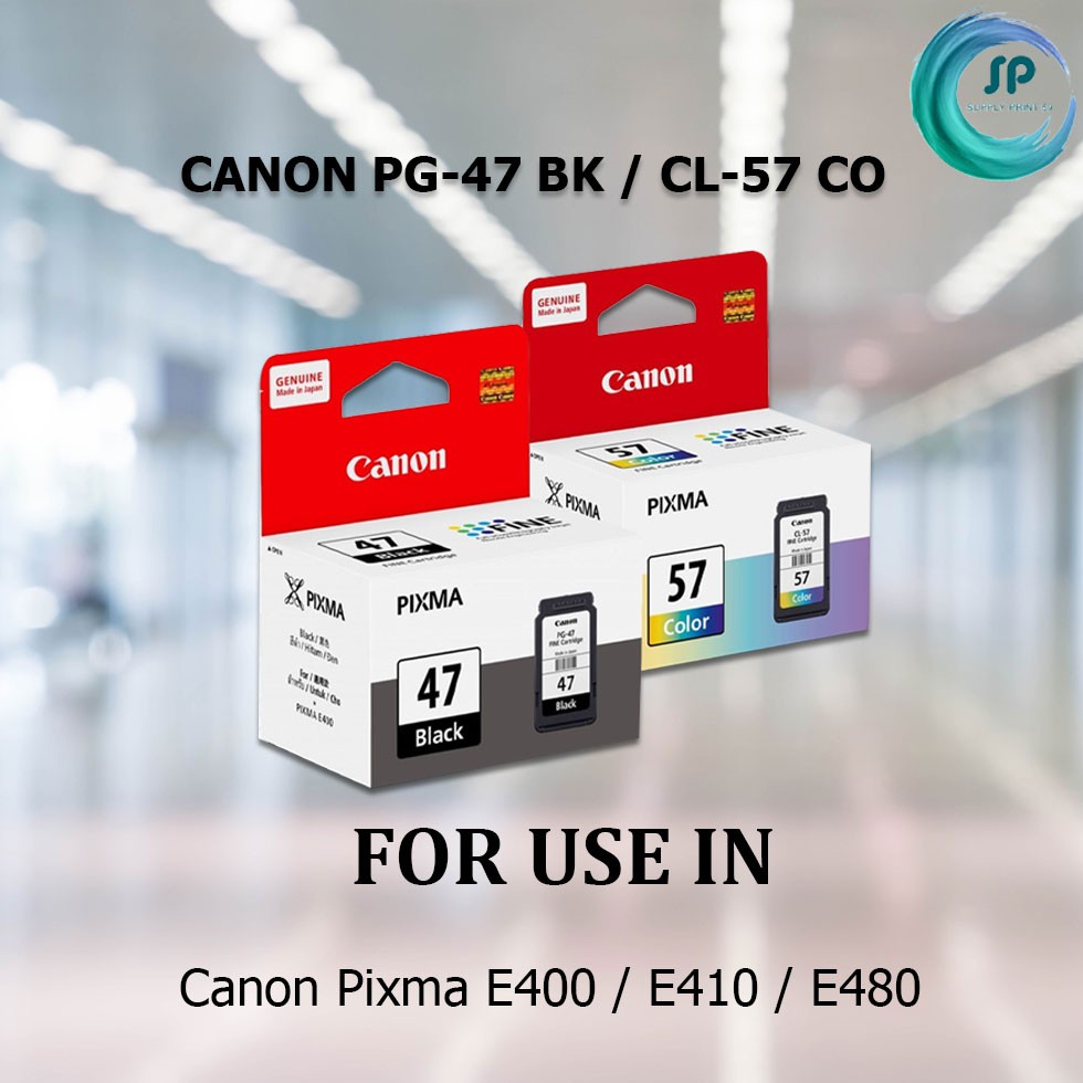 "พร้อมส่ง"ตลับหมึกอิงค์เจ็ท Canon PG-47 BK / CL-57 CO ของแท้ ‼️ สำหรับรุ่น Canon Pixma Print E400 / 