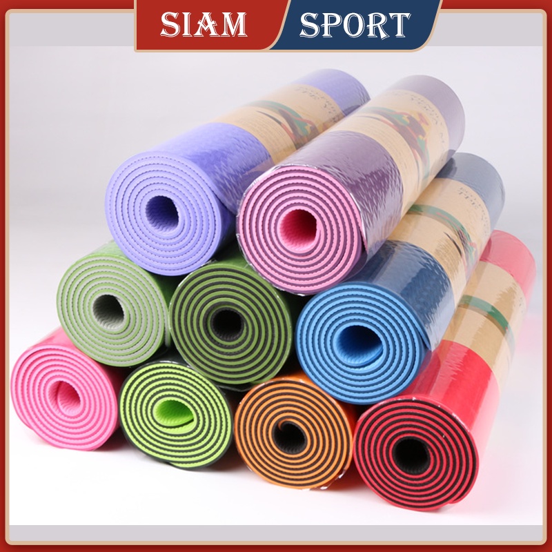 SIAM SPORT 6MM TPE เสื่อโยคะ 2 ชั้น พรีเมี่ยม กันลื่น ทนทานสุดๆ