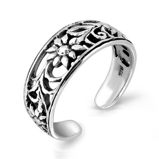 MachuSilver แหวนนิ้วเท้าเงินแท้ 925 Sterling Silver ลายสวนดอกไม้  พร้อมถุงกำมะหยี่