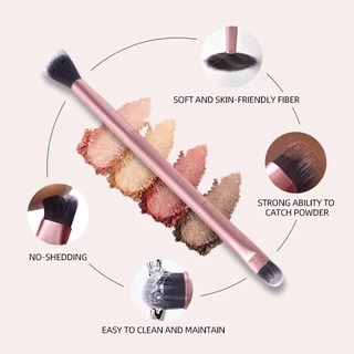 E084 Eye Shadow Brush แปรงแต่งหน้าแบบสองหัวสําหรับแต่งแป้งผสมรองพื้นอายแชโดว์