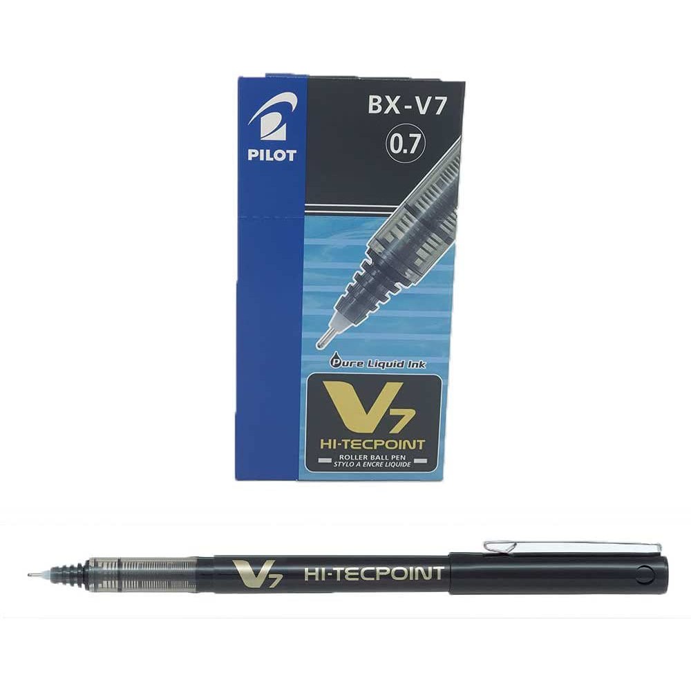 Pilot V7 Hi-Tecpoint Pure Liquid Ink Pen / BX-V7 Roller Ball Pen (สีดํา 0.7 มม.)