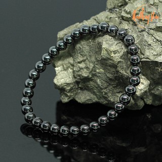 แร่เฮมาไทต์ หินเพชรดำ ขนาด 6 มิล Hematite กำไลหินมงคล แร่ในตระกูลเหล็กไหล กำไลหินแท้ หินสี กำไลหิน หินสีเงิน by.ออมทอง