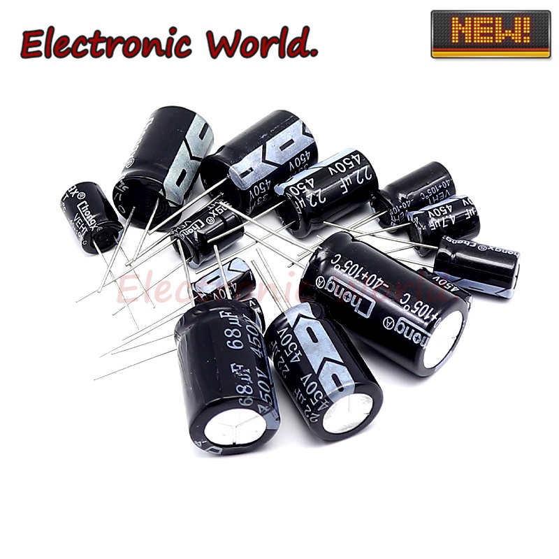 ตัวเก็บประจุอลูมิเนียมอิเล็กโทรลีติคแบบแบบอินไลน์ 400V/450V/68UF 82UF 120UF 150UF 18 * 25 18 * 35