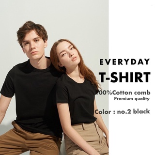 Organic cotton 100% เสื้อยืดคอกลม [สีดำ] เสื้อยืดที่ใส่สบายที่สุด