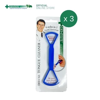Dentiste' Plus White Tongue Cleaner แปรงทำความสะอาดลิ้น กำจัดแบคทีเรีย ลดกลิ่นปาก ใช้ได้ 2 ด้าน เดนทิสเต้(แพ็ค 3)