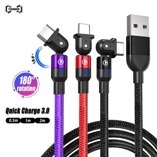 สายชาร์จเร็ว 180°สายชาร์จ Usb Micro 0.5 ม. 1 ม. 2 ม. ชาร์จเร็ว และถ่ายโอนข้อมูล