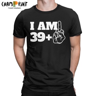 เสื้อยืดแขนสั้น ผ้าฝ้าย พิมพ์ลาย I Am 39+ Middle Finger Forty 40 สไตล์พังก์ สําหรับผู้ชายS-5XL