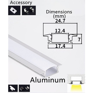 LED รางไฟริบบิ้น รางไฟเส้นอลูมิเนียมหนา พร้อมอุปกรณ์ยาว 1เมตร พร้อมอุปกรณ์กิ๊บล็อค