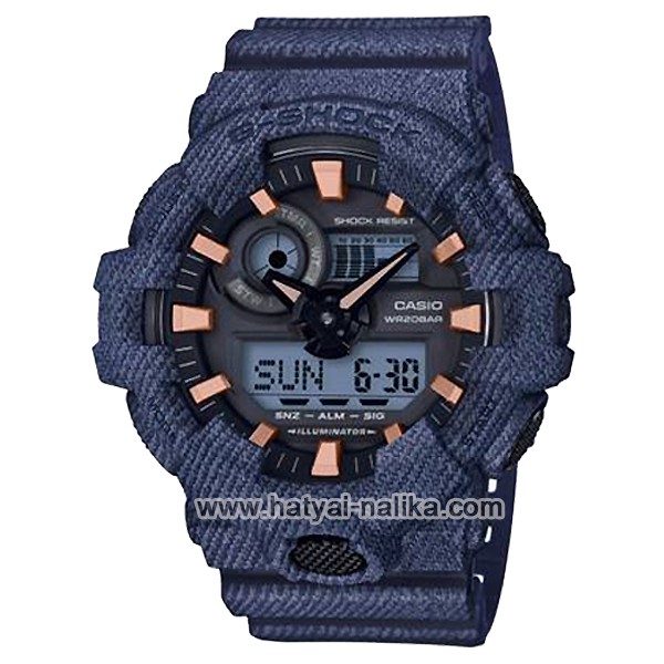 นาฬิกา คาสิโอ Casio G-Shock ลายยีนส์ Limited GA-700DE Denim Fabric Elements รุ่น GA-700DE-2A (สี Navy Blue Jean)