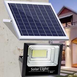 ไฟโซล่าเซลล์ 500W โซลาร์เซลล์ ไฟสนาม Solar lights LEDไฟโซลาร์เซลล์ แสงสีขาว จับเวลาระยะไกล กันฝน ไฟถนนเซล