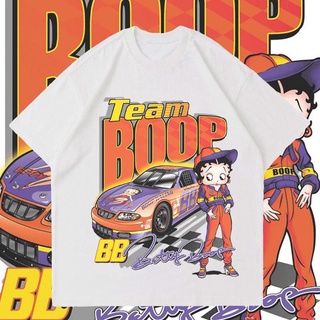 เสื้อยืดผ้าฝ้ายพิมพ์ลายขายดี เสื้อยืด ลาย TEAM BOOP สไตล์วินเทจ | เสื้อยืด ลาย NASCAR BOOP สไตล์วินเทจ | เสื้อยืด โอเวอร