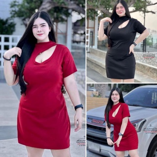 A751เดรสเว้าอก ทรงเข้ารูป Plussize ชุดสาวอวบอ้วน เสื้อผ้าสาวอวบ เสื้อผ้าคนอ้วนสีแดง เสื้อคนอ้วนสีแดง เดรสคนอ้วน