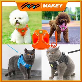 🐾MAKEY สายจูง สายจูงแมว สายจูงสุนัข สายจูงสัตว์เลี้ยง พร้อมส่ง เสื้อกั๊กสัตว์เลี้ยงสะท้อนแสงกลางคืน