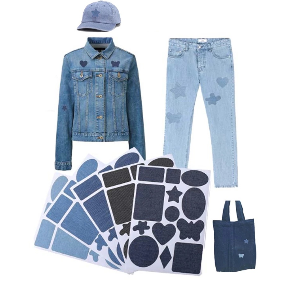 Self-Adhesive DENIM แพทช์ DIY เหล็กบน DENIM ข้อศอกแพทช์ซ่อมกางเกงสําหรับ Jean เสื้อผ้ากางเกง badges เครื่องแต่งกายเย็บผ้าผ้า
