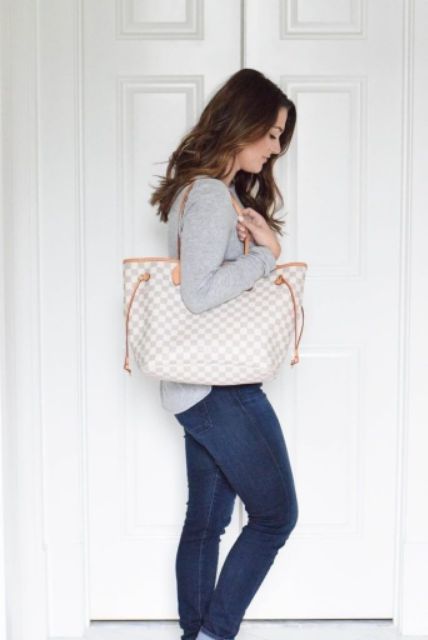 louis vuitton neverfull mm damier azur rose ballerine