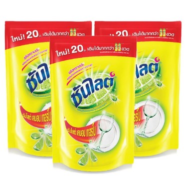 ซันไลต์ น้ำยาล้างจาน เลมอนเทอร์โบ 300 มล. (แพ็ค 3 ถุง)