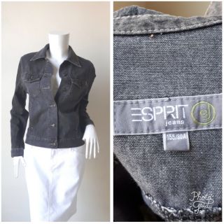 ESPRIT jeans เสื้อแจ๊คเก็ต ยีนส์สีดำฟอกซีด Size  S รอบอก 38 นิ้วค่ะ