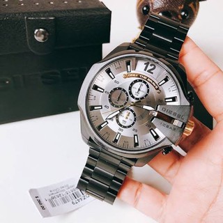 (ผ่อน0%) นาฬิกาชาย Diesel Timeframes Mega Chief Grey Black Chronograph Quartz DZ4479 Mens Watch หน้าปัด 51*59 มม. สีดำ