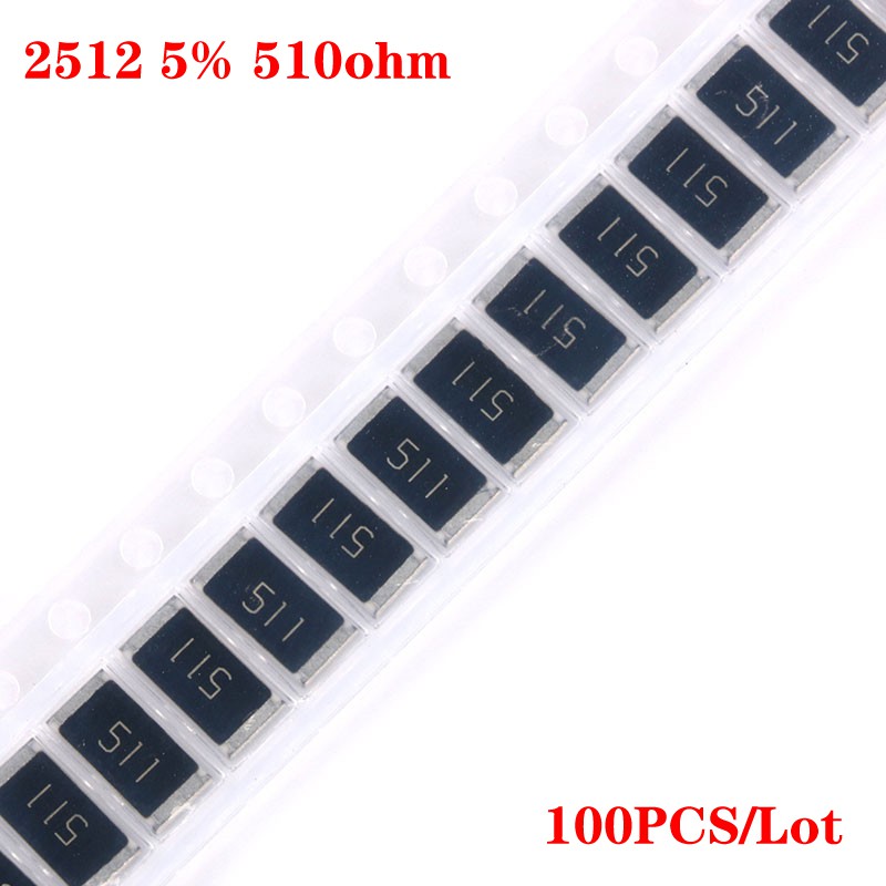 100 ชิ้น 2512 ตัวต้านทานชิป SMD 510R 510ohm 511 1W ตัวต้านทาน SMD