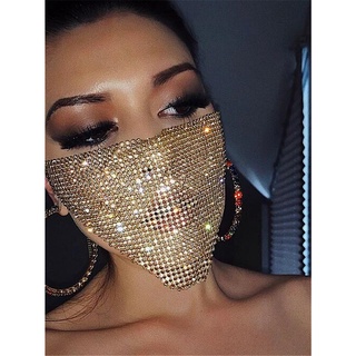 Breathable Rhinestone Face Mask Vintage Popular Jewelry Gift Crystal Mouth Mask Bling Reticulated