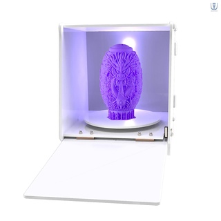 Geeetech UV Resin Curing Box with 360° Rotating Turntable UV Curing Light Station Machine Evenly Curing Intelligent Protection Timing Setting for 405nm Resin for Most SLA DLP LCD 3D Printer UV Model