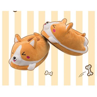 SH39 Mochi รองเท้าแตะคอร์กี้ Corgi &amp; ชิบะ น่ารัก รองเท้าแตะผู้หญิง ผู้ชาย ใส่ในบ้าน ออฟฟิต