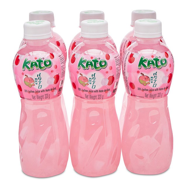 ส่งฟรี  กาโตะ น้ำลิ้นจี่25% ผสมวุ้นมะพร้าว 320ml ยกแพ็ค 6ขวด KATO LYNCHEE COCONUT JELLY     ฟรีปลายทาง