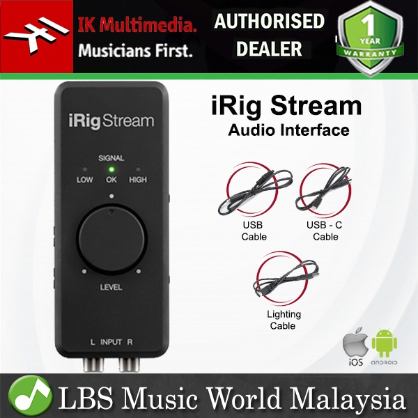 IK มัลติมีเดีย iRig Stream USB Livestream Audio Interface สําหรับ iOS, Android, Mac, และ PC
