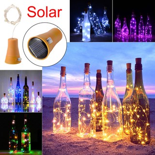 1PCS Solar 2M Cork Shaped 20 LED Night Fairy String Light Warm White DIAROLA