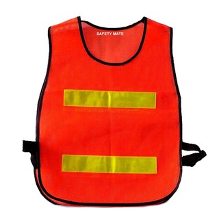 SafetyMate เสื้อกั๊กตาข่ายสะท้อนแสง เสื้อจราจร (ส้ม) 2 แถบ #64-001