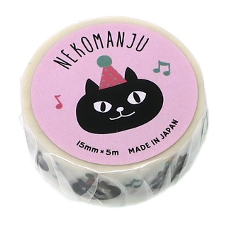 Masking Tape เทปตกแต่งจากญี่ปุ่น ลายแมว Nekomanju สีขาว ขนาด 1.5 ซม. ยาว 5 ม.