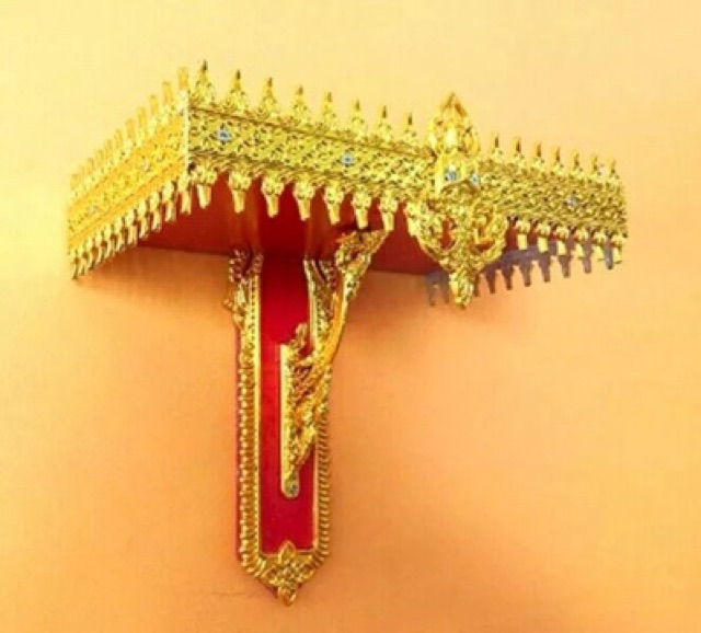 หิ้งพระ หิ้งพระติดผนัง หิ้งไอ้ไข่ ลายไทย ขนาด 9 นิ้ว สีแดงทอง  เกรด A ราคาโรงงาน สินค้าขายดี ราคา ถูกที่สุด ดีลบีเคเค แกลเลอรีภาพที่ 2