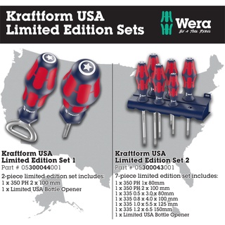 Wera  ชุดไขควง,ที่เปิดขวด Kraftform USA Screwdriver Set With Bottle Opener - 7 Pieces, Limited Edition รุ่น 300043