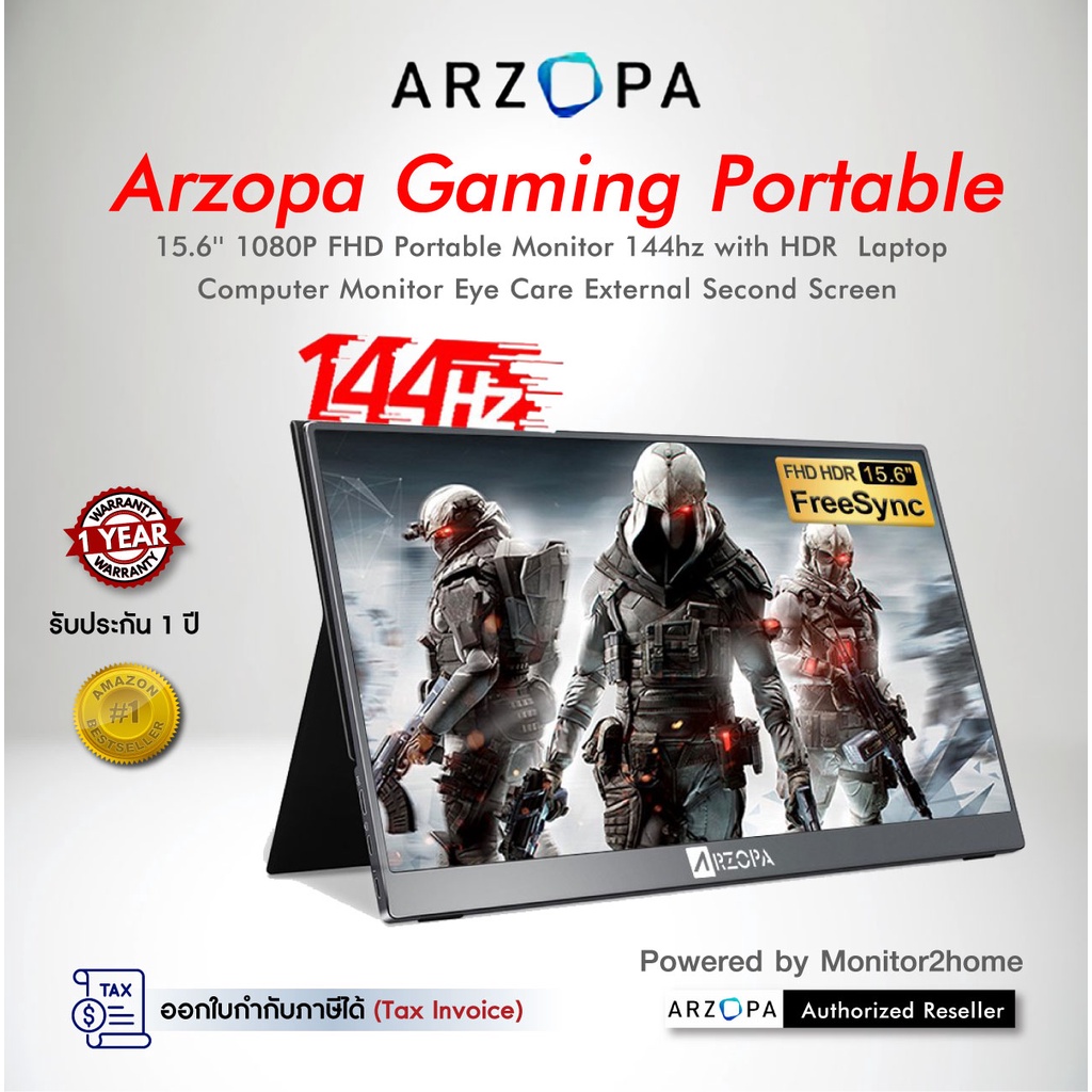 Arzopa G1 Game 1080P 15.6'' 144Hz FHD Portable Gaming Monitor with HDR Laptop Computer Monitor Eye Care External Second Screen for Switch, Xbox, PS5, Laptop, PC
